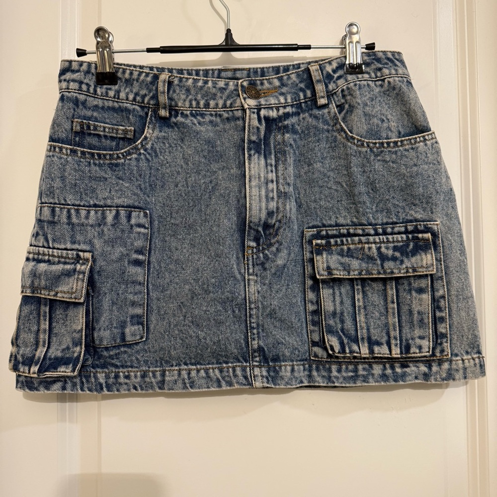 Sofie the Label mini cargo Casual Blue Denim Jean Mini Skirt estimated size 4 - Picture 1 of 5